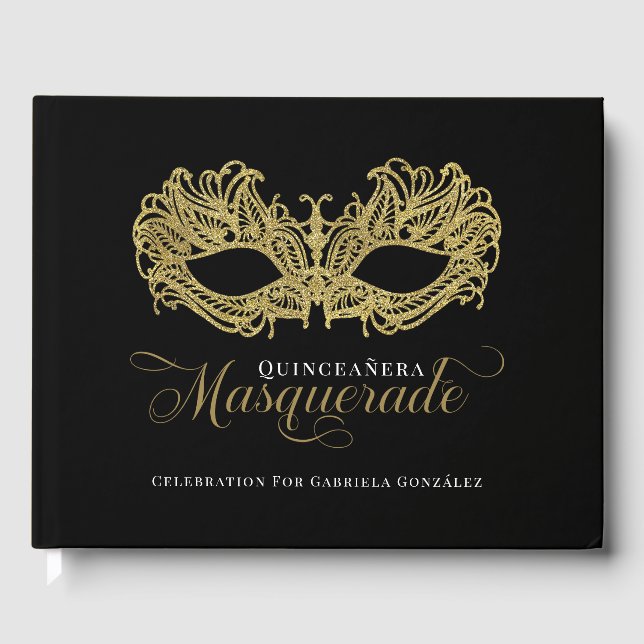 Livro De Visitas Elegante Mascarada Quinceanera (Frente)