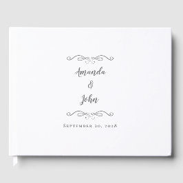 Livro De Visitas Elegante Minimalista Cinza Chique Caligrafia Casam