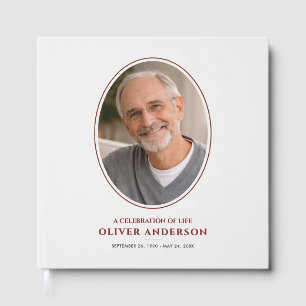 Livro De Visitas Elegante Minimalista Foto Funeral/Memorial