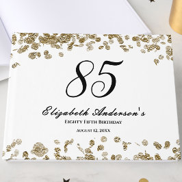 Livro De Visitas Elegante Minimalista Preto e Dourado Aniversário d