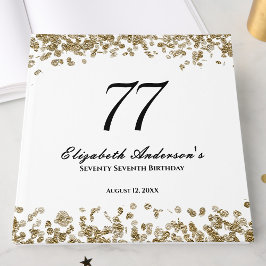 Livro De Visitas Elegante Minimalista Preto e Dourado Aniversário d