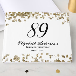 Livro De Visitas Elegante Minimalista Preto e Dourado Aniversário d