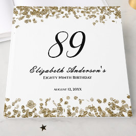 Livro De Visitas Elegante Minimalista Preto e Dourado Aniversário d