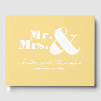 Livro De Visitas Elegante Moderno Mínimo Amarelo Suave Sr. Casament