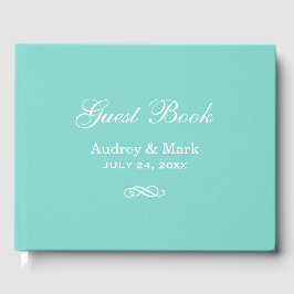 Livro De Visitas Elegante Monograma de Casamento Azul de Ovo de Rob