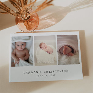 Livro De Visitas Elegante Multi-Foto Christening ou Baptism