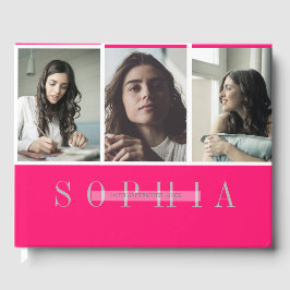 Livro De Visitas Elegante Personal 3 Photo Bat Mitzvah Rosa