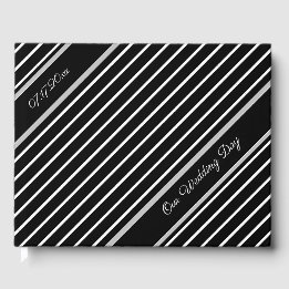 Livro De Visitas Elegante Preto e Branco