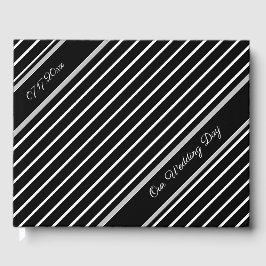 Livro De Visitas Elegante Preto e Branco