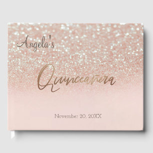 Livro De Visitas Elegante Quinceañera Glitter Bokeh Ombre