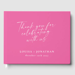 Livro De Visitas Elegante Rosa Quente Tendente Personalizado Obriga