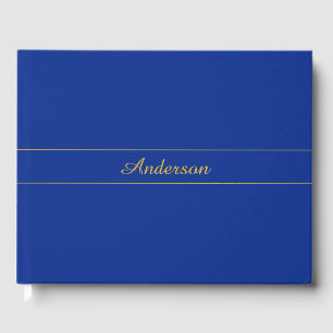 Livro De Visitas Elegante Roteiro Dourado em Fundo Azul-Marinho