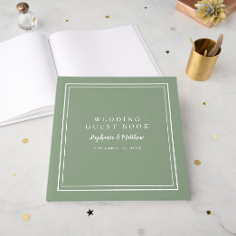 Livro de Visitas Elegante Sage Verde para Casament