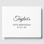 Livro De Visitas Elegante Script 50th Birthday<br><div class="desc">Crie seu próprio livro de convidados de celebração de festa de aniversário de marco de 50 anos. Personalize o fundo branco sólido mínimo para sua cor favorita. Personalize os estilos de fonte para criar sua própria ocasião especial de design. A caligrafia elegante clássica emparelhada com uma fonte serif de todos...</div>