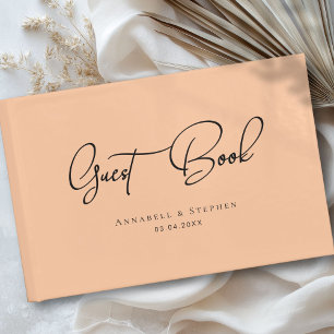 Livro De Visitas Elegante, Script Font, Peach Wedding