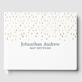 Livro De Visitas Elegante Teal e Dourado Bar Mitzvah