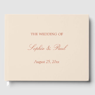 Livro De Visitas Elegante Terracotta Script Weding Guest Book