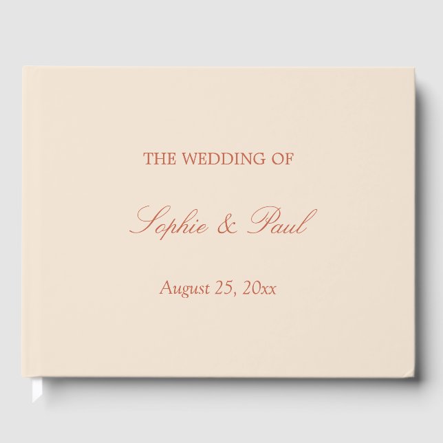 Livro De Visitas Elegante Terracotta Script Weding Guest Book (Frente)
