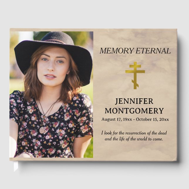 Livro De Visitas Elegante Verde Ortodoxo Funeral (Frente)