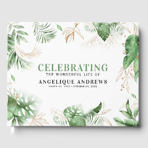 Livro De Visitas Elegante Verde tropical e simpatia Dourada