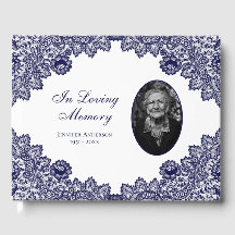 Elegante Vintage Blue Floral Lace Foto Funeral