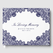 Elegante Vintage Blue Floral Lace Memorial Funeral