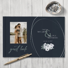 Livro De Visitas Elegante Vintage Floral Foto Teal Mint