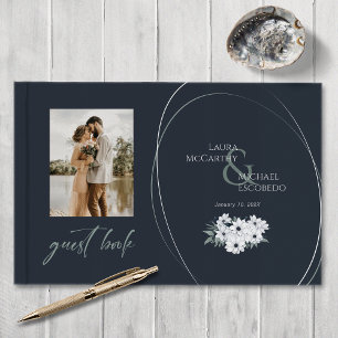 Livro De Visitas Elegante Vintage Floral Foto Teal Mint