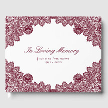 Elegante Vintage Red Floral Lace Memorial Funeral