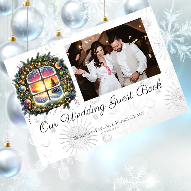 Livro De Visitas Elegante Winter Wonderland Photo Wedding Book (Criador carregado)