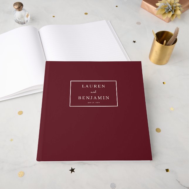 Livro De Visitas Elegantes Acentos de Estrela Marrom (Frente aberta)