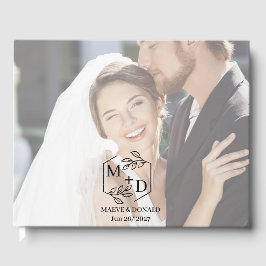 Livro De Visitas Elegantes iniciais de monograma Foto de casamento 