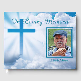 Livro De Visitas Em Memória Branca Nuvens Azuis Funerais
