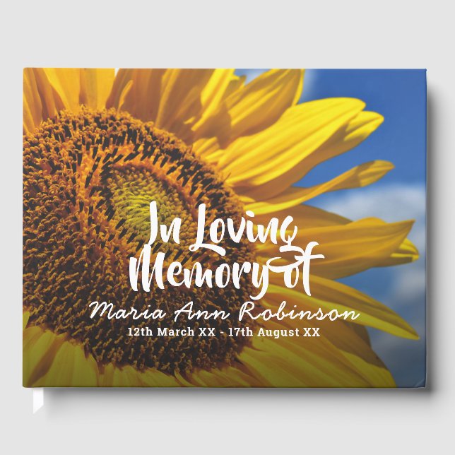 Livro De Visitas Em memória de amor | Memorial Funeral Sunflower (Frente)
