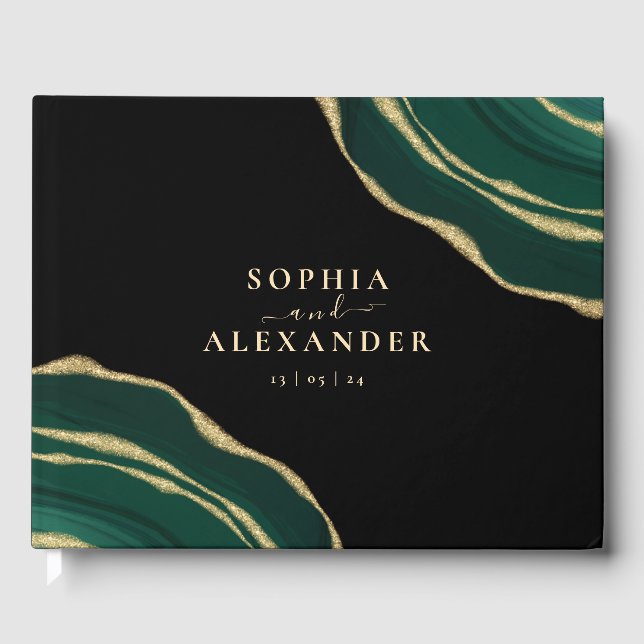 Livro De Visitas Emerald Green Agate (Frente)