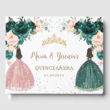 Emerald Green Blush Pink Gêmeas Florais Rosa Quinc