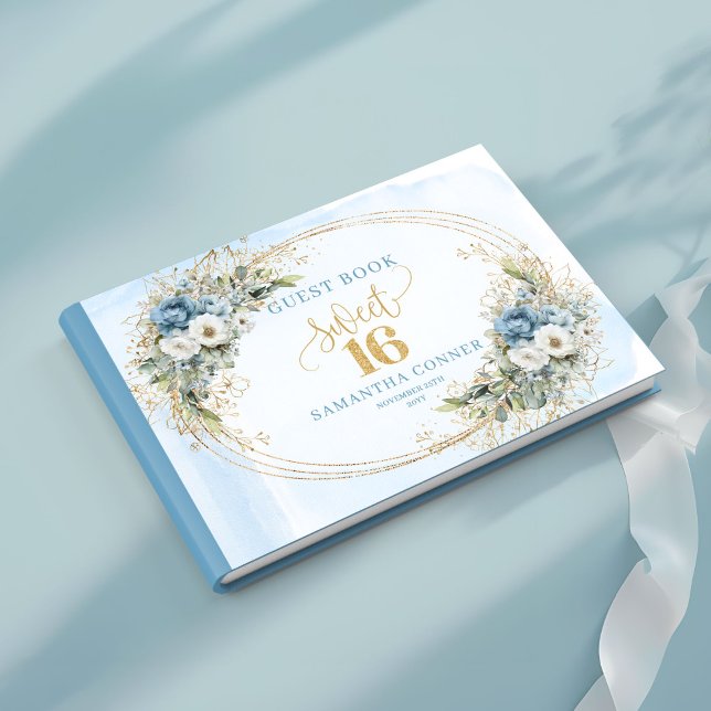Livro De Visitas Enchanting Dusty Blue Floral Sweet 16th Guest Book (Enchanting Dusty Blue Floral Sweet 16th Guest Book)