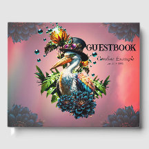 Engraçado pelicano com chapéu de galão e fante tro