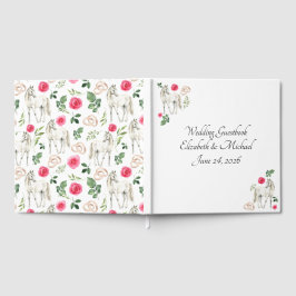 Livro De Visitas Equestrian Pink Floral Rustic Wedding 