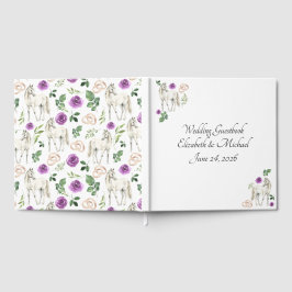 Livro De Visitas Equestrian Purple Floral Rustic Wedding 