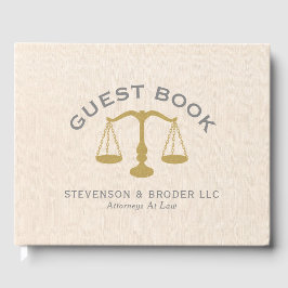 Livro De Visitas Escala mínima de Design Beige Linen e Dourada de L