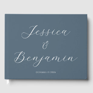 Livro De Visitas Escrito Elegante minimalista - azul escuro persona