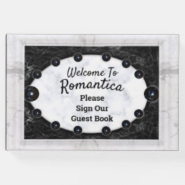 Livro De Visitas Esferas Negras de Moldura Branca