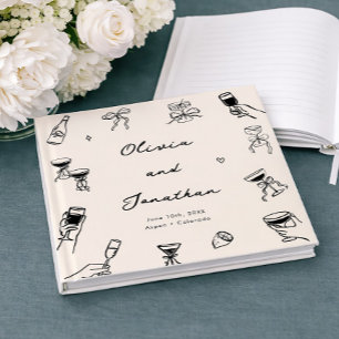 Livro De Visitas Espuma de Bosta de Mão Desenhada Velho Casamento d