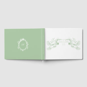 Livro De Visitas Estandarte Vitoriano Verde de Chinoiserie Botânica