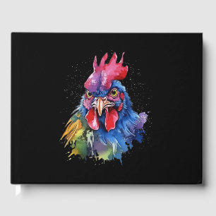 Livro De Visitas Estilo de Aquarela de Galinha do País Rooster
