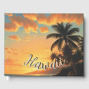 Livro De Visitas Estilo Vintage Havaiano Viagem Costa Mar Pôr do So