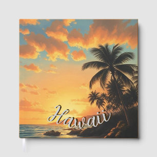 Livro De Visitas Estilo Vintage Havaiano Viagem Costa Mar Pôr-do-So