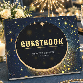 Livro De Visitas Estrelas Azuis da Meia-Noite Lua Casamento Halo Ce