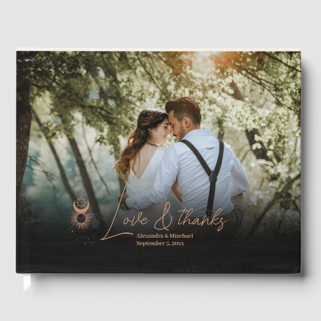 Livro De Visitas Estrelas Celestiais de Ouro Místico Casamento (Frente)